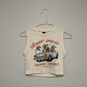 Cream “Sunday special” cropped tank, NEVER BEEN WORN!